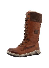 Mustang Shoes, Damen, Winterstiefel &raquo;Ihana&laquo; Winterboots, Snowboot mit TEX-Membrane, cognac, 37, cognac, Schn&uuml;rstiefel mit modischem Textilkragen