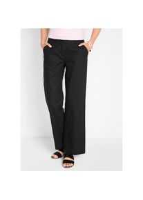 bonprix, Damen, Leinenhose aus Leinen-Baumwoll-Mix, Loose Fit, komfortable Leibh&ouml;he, schwarz, 48 - N-Gr, Leinenhose mit lockerer Passform f&uuml;r 