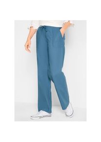 bonprix, Damen, Leinenhose Loose Fit, mit Kordelzugbund, mit Eingrifftaschen, mit Ges&auml;&szlig;taschen, jeansblau, N-Gr, 48 - N-Gr, jeansblau, Gro&szlig;e 