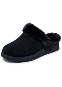 Skechers, Damen, Hausschuh &raquo;KEEPSAKES WEDGE-TIME TO CRUISE&laquo; Pantoffel, Slipper mit Warmfutter, schwarz, 39, Bequeme Skechers Hausschuhe mit Keilabsatz