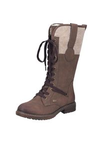 Rieker, Damen, Schn&uuml;rstiefel , Winterstiefel, Blockabsatz, Warmfutter, mit Tex-Ausstattung, dunkelbreaun-beige, 37 (4,5), dunkelbreaun-beige, 
