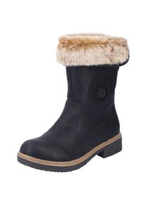 Rieker, Damen, Winterstiefelette , Winterboots, Warmfutter, Blockabsatz, mit Innenrei&szlig;verschluss, schwarz, 42, Stiefelette mit umschlagbarem 