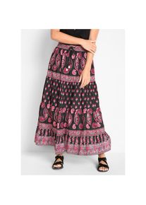 bonprix, Damen, Maxirock aus Baumwolle, A-Linie Passform, mit individuellem Print, schwarz bedruckt, 54, schwarz bedruckt, Maxirock aus Baumwolle mit 