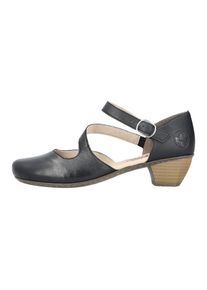 Rieker, Damen, Pumps , Abendschuh, Festtagsschuh,Trichterabsatz, gepolsterte Innensohle, schwarz, 42, Eleganter Pumps mit asymmetrischem Riemchen