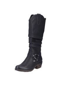 Rieker, Damen, Westernstiefel , Blockabsatz, Cowboystiefel mit wasserabweisender RiekerTEX-Membran, schwarz, 37, Stiefel im modischen Western-Style 