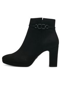 Tamaris, Damen, High-Heel-Stiefelette mit dezenter Schmuckapplikation, schwarz, 40, Modische Stiefelette mit Plateau, vegane Verarbeitung