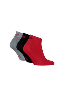 Puma, Damen, Sneakersocken &raquo; UNISEX SNEAKER PLAIN 3P&laquo; 3 Paar, 3 Paar tlg. mit kleinem Logo, 1x rot, 1x grau-meliert, 1x schwarz, 39-42, Flache 