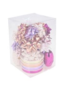 Geschenkverpackung, Verpackungsdekoration Schleife und Band weiss rosa, 30er-Set (30x)