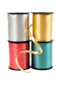 Creativ Company, Geschenkverpackung, Geschenkband Gold/Gr&uuml;n/Rot/Silber, 4x250m (4x)