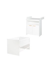 Roba &raquo;Anton&laquo; Kinderzimmerset mit Bett und Wickelkommode - 78,5x142x80cm - wei&szlig; - Holz / Holz