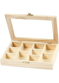 Creativ Company Wooden Box with Glass Lid and 10 compartments