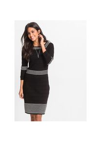 bonprix Strickkleid &raquo;Strickkleid aus flie&szlig;endem Viskose-Mix&laquo; f&uuml;r femininen Look, aus Viskose-Mix, mit 3/4-&Auml;rmeln, Slim Fit schwarz, Gr&ouml;&szlig;e 36/38 (S)