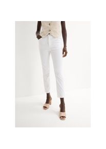 bonprix Stretch-Hose &raquo;Stretchhose aus Baumwolle&laquo; aus Baumwolle, Polyester und Elasthan, Slim Fit Passform, 7/8-L&auml;nge wei&szlig;, Gr&ouml;&szlig;e 54