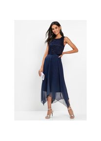 bonprix Midikleid &raquo;Midikleid aus feinem Chiffon mit Spitze&laquo; f&uuml;r elegante Anl&auml;sse, aus Chiffon mit Spitze, &auml;rmellos blau, Gr&ouml;&szlig;e 38
