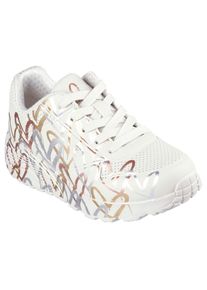 Skechers Plateausneaker &raquo; x JGoldcrown: Uno Lite - Metallic Love&laquo; , Schn&uuml;rschuh, Keilsneaker mit Herzchen im Metallic Look bedruckt beige, Gr&ouml;&szlig;e 37