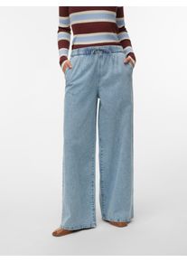 V&eacute;ro Moda Weite Jeans VERO MODA "VMVALERIA MR WIDE PULL UP JEANS NOOS", Damen, Gr. 25, L&auml;nge 30, blau (light blau denim), Denim/Jeans, Obermaterial: 90% Baumwolle, 10% Viskose, unifarben, oversize normal, Jeans Weite Jeans