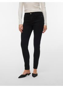 V&eacute;ro Moda Skinny-fit-Jeans VERO MODA "VMPOLLY MR SKINNY JEANS RA135 NOOS", Damen, Gr. XS, L&auml;nge 30, schwarz, Denim/Jeans, Obermaterial: 98% Baumwolle, 2% Elasthan, unifarben, skinny fit lang, Jeans Skinny-fit-Jeans, Baumwollmischung, skinny fit