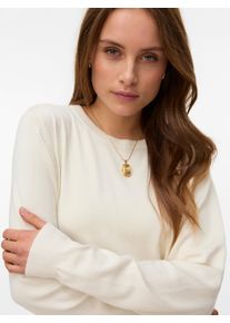 V&eacute;ro Moda Strickpullover VERO MODA "VMSILJE LS O-NECK PULLOVER NOOS", Damen, Gr. XS, wei&szlig; (birch), Strick, Obermaterial: 77% Viskose, 23% Polyester, unifarben, regular fit normal, Rundhals, Pullover Strickpullover