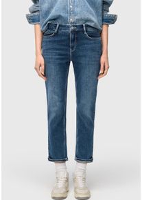 7/8-Jeans MAC "DREAM cropped auth.", Damen, Gr. 32, L&auml;nge 27, blau (blau moon basic wash), Denim/Jeans, Obermaterial: 94% Baumwolle, 4% Elastomultiester, 2% Elasthan, straight fit 7/8-L&auml;nge, Jeans 7/8-Jeans, Innovativer Hyperstretch Denim mit figurformendem Shaping-Effekt