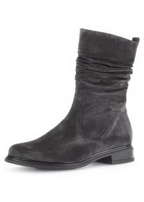 Stiefel Gabor "Genua", Damen, Gr. 44, grau (dunkelgrau), Veloursleder, unifarben, Schuhe Stiefel, Blockabsatz, Kurzstiefel, mit Innenrei&szlig;verschluss