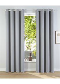 Verdunkelungsvorhang OTTO HOME "Solana" Gr. 5, grau (hellgrau), B:140cm H:265cm, Polyester, Gardinen, Verdunkelungsvorhang, 2-er Set, Breite 140 cm, einfarbig, Topseller