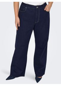 Weite Jeans Only CARMAKOMA "CARSNOW HW WIDE DNM JEANS PIM080 NOOS", Damen, Gr. 54, L&auml;nge 32, dunkelblau denim detail:rinse, Denim/Jeans, Obermaterial: 50% Baumwolle, 30% Polyester, 18% Viskose, 2% Elasthan, unifarben, relaxed fit kn&ouml;chellang, Jeans Weite Jeans