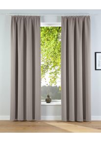 Verdunkelungsvorhang OTTO HOME "Solana, Gardinen mit Kr&auml;uselband, Vorh&auml;nge, Wohnzimmer, modern" Gr. 3, beige (sand), B:140cm H:225cm, Polyester, Gardinen, Verdunkelungsvorhang, 2er-Set Verdunklungsvorhang mit Thermofunktion, Bestseller, einfarbig, Topseller