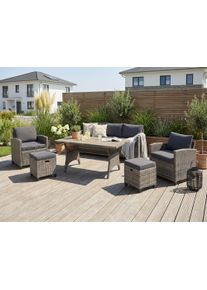 Gartenlounge-Set Konifera "Amsterdam", grau (anthrazit), Polyrattan, Sitzm&ouml;bel-Sets, Gartenlounge-Set, Stahl, Ablagefl&auml;che unter dem Tisch, Loungeset, Topseller