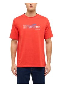 Kurzarmshirt Mustang "Herren Style Austin", Herren, Gr. M, rot, Jersey, 100% Baumwolle, Rundhals, Shirts Kurzarmshirt