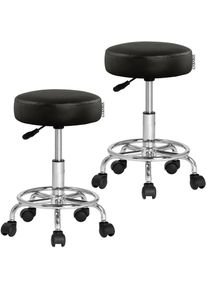 Casaria Taburete altura ajustable set de 2 negro giratorio 360o