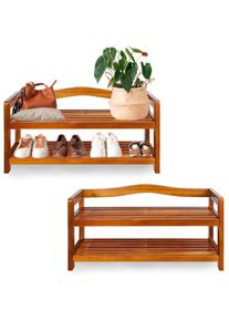 Casaria Schoenrek set van 2 Acaciahout 2 planken