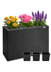 Casaria Polyrattan Bloempot Zwart 83x30,5x60cm