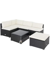 Casaria Polyrotan XL Lounge Zwart/Cr&egrave;me dikke rugkussens