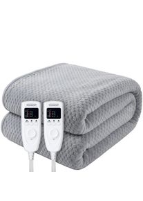 Monzana Manta el&eacute;ctrica doble forro polar 160x140cm 2 mandos LED