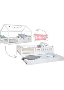 Ausziehbett Holz Duo ca. 100x200 cm Kiefer Wei&szlig;