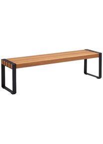 Ambia Garden Gartenbank, Schwarz, Teakfarben, Holz, Metall, Eukalyptusholz, vollmassiv, 170x45x41 cm, Holzm&ouml;bel, Sitzgelegenheiten Holz, Holzb&auml;nke, Gartenb&auml;nke Holz