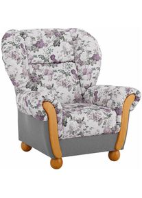 Home Affaire, Sessel &raquo;Milano, bequemer Ohrensessel im Landhaus-Stil&laquo; Hochlehnsessel, hellgrau/flieder gebl&uuml;mt, Chenille (70% Polyacryl, 30% Polyester)