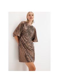 bonprix, Damen, Paillettenkleid &raquo;Oversized Paillettenkleid&laquo; f&uuml;r besondere Anl&auml;sse, aus Polyester, Regular Fit, Oversized-Design, nougatbraun, 32/34 (