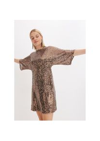 bonprix, Damen, Paillettenkleid &raquo;Oversized Paillettenkleid&laquo; f&uuml;r besondere Anl&auml;sse, aus Polyester, Regular Fit, Oversized-Design, nougatbraun, N-Gr, 32