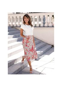 Lady, Damen, Jerseyrock, hellgrau-koralle-bedruckt, 20, hellgrau-koralle-bedruckt, mit 95% Viskose (ECOVERO)