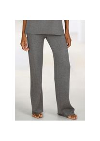 Lascana, Damen, Strickhose l&auml;ssig aus hochwertigem Strick, Loungewear, dunkelgrau, 32/34 - N-Gr, Loungehose mit weitem Bein