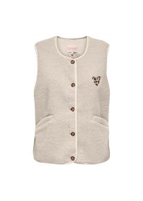 Only, Damen, Pl&uuml;schweste &raquo;ONLBABY LIFE TEDDY VEST PNT CS&laquo; Kunstfaser, Rundhals, Birch Detail:LEO HEART BATCH, S, Birch Detail:LEO HEART BATCH, 