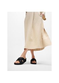 fitflop, Damen, Pantolette &raquo;LULU CRINKLED SHIMMER&laquo; Slides, Badeschuh, Abendmode mit Glitter, schwarz, 43, schwarz, Bequeme Keilpantolette mit 