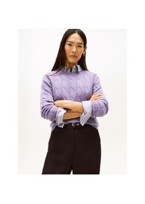 Tommy Hilfiger, Damen, Strickpullover &raquo;SOFT WOOL CABLE C-NK&laquo; Wolle, mit Zopfmuster, Lilac Heather, XXL (44), Pullover von Tommy Hilfiger Womanswear