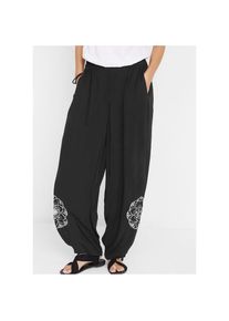 bonprix, Damen, Haremshose aus Viskose, lockere Passform, mit Mandala-Print, Casual Stil, schwarz, N-Gr, 54 - N-Gr, schwarz, Haremshose mit luftigem 