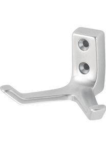 Hermeta, Kleiderhaken + Wandgarderobe, Mantelhaken 0033 zweifach Ausladung 55 mm Aluminium silberfarbig eloxiert H&ouml;he 43 mm