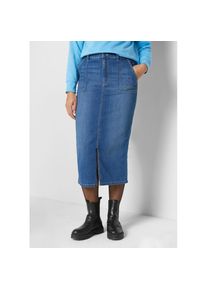 bonprix, Damen, Jeansrock aus Baumwollmischung, mit Schlitz, schmale Passform, casual Stil, blau denim used, 50, blau denim used, Midi-Jeansrock mit 