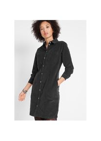 bonprix, Damen, Hemdblusenkleid Brusttaschen f&uuml;r Alltag, aus Baumwolle und Elasthan, mit Knopfleiste, schwarz, 42 - N-Gr, Hemdblusenkleid aus Cord-