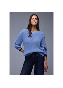 Street One, Damen, Rundhalspullover mit Rippb&uuml;ndchen, bonnet blue, 44, bonnet blue, Pullover f&uuml;r Damen von Street One