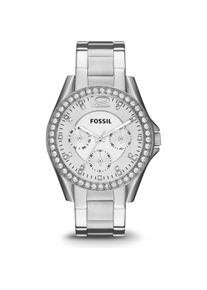 Fossil, Armbanduhr, Riley, Silber, (Analoguhr, Chronograph, 38 mm)